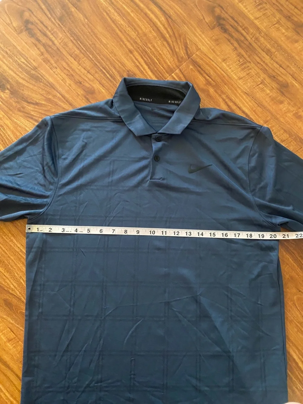 Nike Golf Men's Navy Gray Plaid Dri-FIT Polo Shirt Size Medium Casual Athleisure